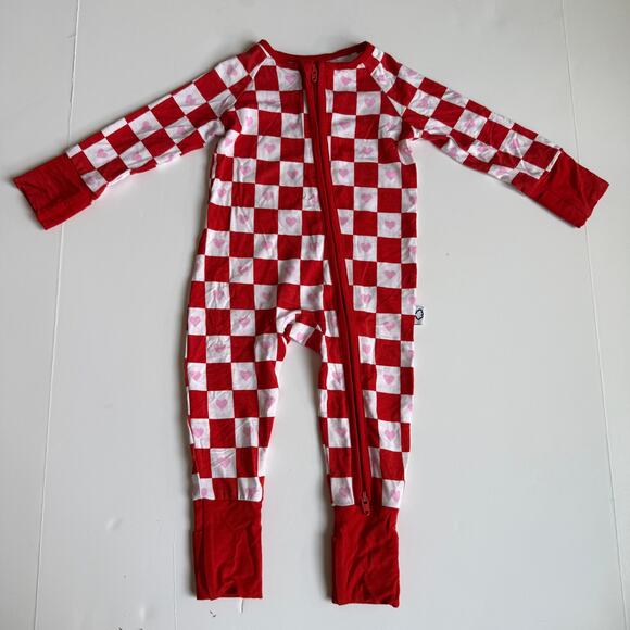 Dream Big Little Co Checkers & Hearts Dream Romper Sleeper 0-3 Months - Picture 2 of 11